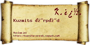 Kuzmits Árpád névjegykártya